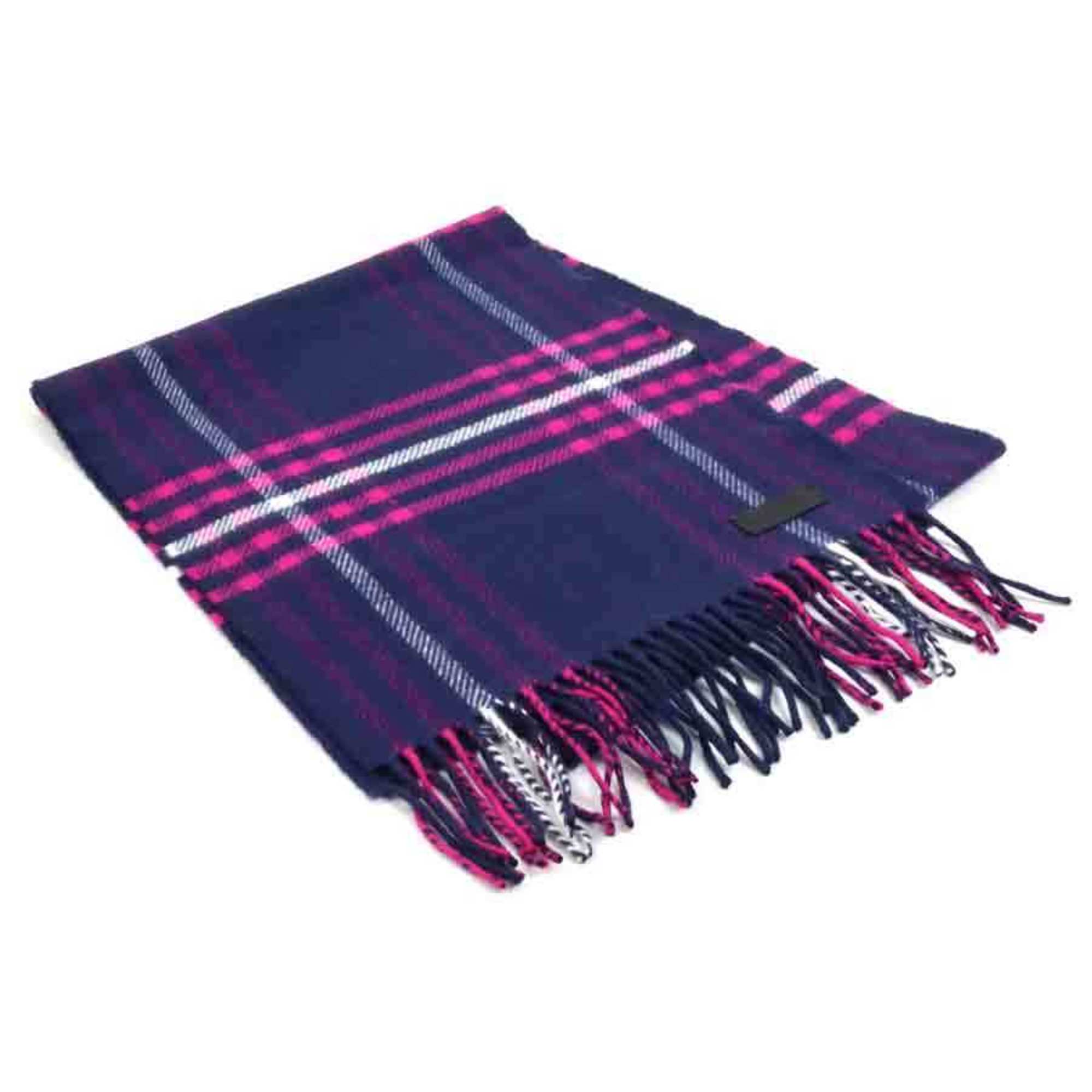 Hermes Muffler Wool Navy/Pink/White Unisex
